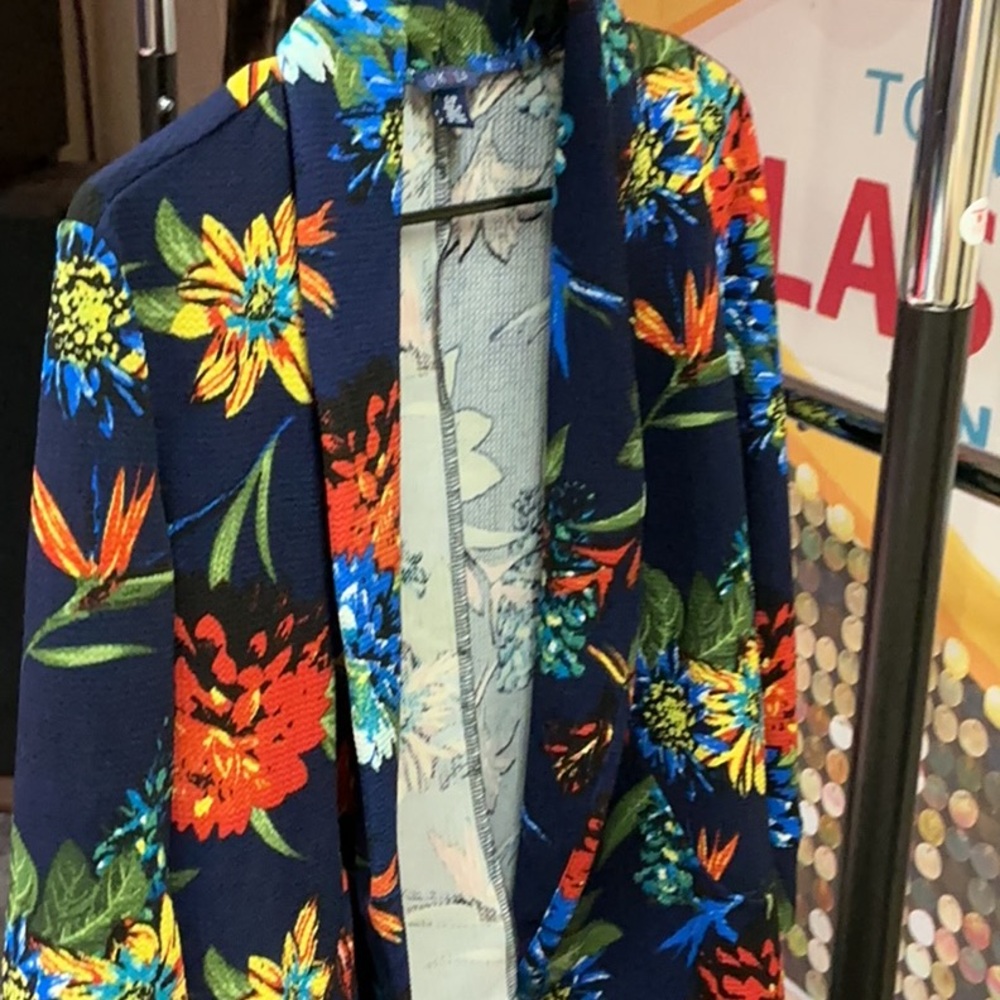 UK2LA Blue and Red Blazer with Bold Floral Print